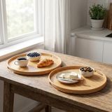 Aesco Deconox 2'li Bambu Tepsi Seti, Ince Tasarım Özel Üretim Yuvarlak 2'li Bambu Tepsi Seti (33 * 22 * 1cm-40 * 28 * 1cm) - 0 - 19 L