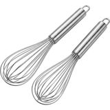 Aesco Deconox 2'li Paslanmaz Çelik Mini Çırpıcı Seti, 20 cm Tel Çırpıcı, Metal Saplı Yumurta Sos Krema Karıştırıcı, Askı Halkalı Mutfak Çırpma Aparatı