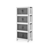 Aesco Deconox 4 Kat Portatif Organizer Tekerlekli Çok Amaçlı Katlanabilir Dolap, Kapaklı Düzenleyici Raf Mutfak, Banyo, Genç Odası, Garaj ve Ardiye Için Toparlayıcı Ünite, Stop Tekerlekli (Beyaz)