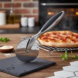 Aesco Deconox Paslanmaz Çelik Pizza Dilimleyici ve Kesici - Ergonomik Saplı Profesyonel Hamur Kesme Bıçağı - Parmak Koruyuculu Keskin Döner Bıçak