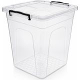 Aesco Derin Erzak Saklama Kabı Kapaklı, Kilitli Klipsli Saklama Kutusu, Bpa Free, Çok Amaçlı Kiler, Mutfak ve Ev Düzenleme Kutusu, Şeffaf Plastik Organizer, 7,5 Litre - Abanoz