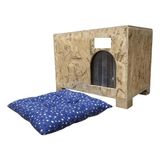 Aesco Dış Mekan Kullanımına Uygun Ahşap Kedi Evi Minderli 61X41X36 cm