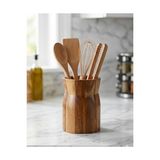 Aesco Doğal Akasya Ahşap Tezgah Üstü Kaşıklık, 9.5X13 cm Çok Amaçlı Düzenleyici Organizer, Minimalist Mutfak Gereçleri Kutusu - 01P-Pembe