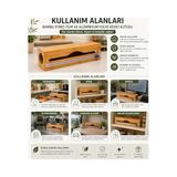 Aesco Doğal Bambu Streç Film ve Alüminyum Folyo Dispenser Kesici Kutusu, Asılabilir Mutfak Düzenleyici Organizer, Pratik Kesim ve Saklama Aparatı, Premium Dayanıklı Tasarım, 33,4 x 8 cm
