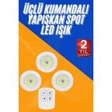 Aesco Dolap Işığı Mutfak Rafı Işığı Uzaktan Kumandalı 3 Lü Spot LED Lamba