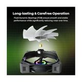 Aesco E28 Argb 120 mm Kasa Fanı, Gelişmiş Soğutma Verimliliği Için 28 mm Kalınlığında Fan, Pwm 4 Pimli, Fdb Rulman, Sessiz Düşük Gürültü, 2000 Rpm, Aıo Uyumlu (Siyah, 3'ü 1 Arada Paket)