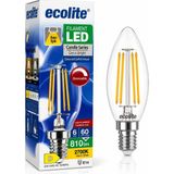 Aesco Ecolite Filament LED Mum Ampul E14 Duy 6W 810 Lümen Dim Edilebilir 2700K Sarı Işık Şeffaf Dekoratif Vintage Ampul 60W Eşdeğer C35 Candle Series (1) - Amber