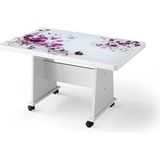 Aesco Ekonomik Tekerlekli Camlı Orta Sehpa 103X63X60CM Mürdüm