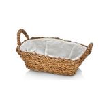 Aesco El Yapımı Doğal Hasır Kulplu Çok Amaçlı Dekoratif Dikdörtgen Sepet, Hasır Kulplu Ekmek Sepeti (27X18X8CM)