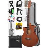Aesco Elektro Akustik Gitar Seti - Amfi, Gigbag, Tuner, Askı, Capo, Jak Kablo Dahil