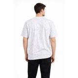 Aesco Erkek Asit Yıkama Bisiklet Yaka Kısa Kollu Oversize T-Shirt Tişört - Beyaz