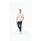 Aesco Erkek Pike Kumaş Düğmeli Yaka Regular Fit Günlük Kısa Kol Tişört T-shirt - Beyaz
