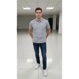 Aesco Erkek Pike Kumaş Düğmeli Yaka Regular Fit Günlük Kısa Kol Tişört T-shirt - Gri