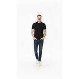 Aesco Erkek Pike Kumaş Düğmeli Yaka Regular Fit Günlük Kısa Kol Tişört T-shirt - Siyah