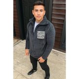 Aesco Erkek Polar Fermuarlı Sweatshirt – Kapüşonsuz, Cepli, Yumuşak Dokulu, Oversize Rahat Kalıp, Kışlık Sıcak Tutan Fermuarlı Üst - Füme - 2XL