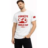 Aesco Erkek Türkiye World Cup 2026 Baskılı Tişört Futbol Temalı Forma T-Shirt - Beyaz - 2XL