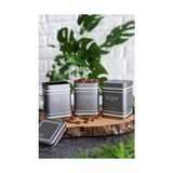 Aesco Evle-Metal Çay, Kahve, Şeker Saklama Kutusu 3 Lü Set 7.5 x 7.5 x 10.2 Cm, Silver (Silver)