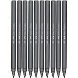 Aesco Faber-Castell Iğne Uçlu Keçeli Kalem Seti, 10’lu, Siyah Renk, Havalandırmalı Kapak, Kağıt ve Karton Yüzeyler Için Uygun