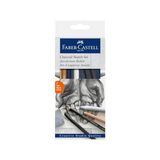 Aesco Faber-Castell Kömür Sketch Seti, 7 Parça, Kara Kalem Çizim ve Eskiz Için, Yüksek Kalite, Silgi ve Karıştırma Kalemi Dahil - 41 Delft Blue