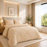 Aesco Formeya Bej Soft Silikon Yorgan Çift Kişilik 195 * 215 - 100 x 135 cm - (DipCamo)Charcoal-White