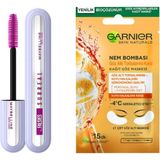 Aesco Garnier Nem Bombası Göz Altı Torbalarına Karşı Kağıt Göz Maskesi & Falsies Surreal Maskara Cilt Bakım Seti - 001 Brown