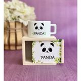 Aesco Giftmoda Ahşap Kutusunda Sevimli Panda Kupa Bardak - 00-Siyah - Beyaz