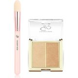 Aesco Golden Rose Nude Look Face Tapered Brush - Konik Yüz Fırçası ve So Glow Highlighter Duo No: 102 Sunshine - Aydın