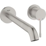 Aesco Grohe Essence - 2 Delikli Lavabo Armatürü (Su Tasarruflu, Duvar Montajı, Çıkıntı: 230 Mm), Süper Çelik, 19967DC1