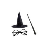 Aesco Harry Potter Şapkası Gözlük ve Asa Cosplay Parti Doğum Günü Cadılar Bayramı Seti 1450