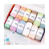 Aesco HELLO%100 Pamuk Ip Seti – 12 x 25G Pastel Renk Yumak, Örgü, Tığ Işi, Amigurumi ve Punch Için El Işi Ipi - 01-Siyah