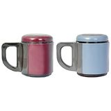 Aesco Içi Çelik Dışı Plastik Kupa, Kırmızı/mavi, 500 ml - 00-Siyah - Beyaz