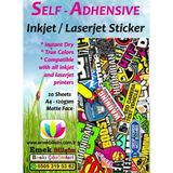 Aesco Inkjet ve Laser Uyumlu Sticker Güçlü Yapışkanlı A4 Etiket Kağıdı Mat Yüzeyli 120GSM (20 Yaprak)