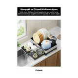 Aesco Inox Master KD200 | Kompakt Genişletilebilir Bulaşıklık | 304 Paslanmaz Çelik | Su Tahliyeli Tezgah Üstü Kurutmalık - 0,5 x 7 cm