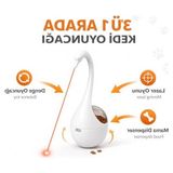 Aesco Interaktif Kedi Oyuncağı Lazerli Mama Dispenseri Beyaz – Otomatik Hareketli Kedi Oyunu, Lazer Pointer Kedi Oyuncağı, Denge Oyuncak, Ödül Mamaları Için (Piller Dahil)