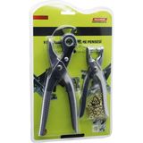 Aesco Jouis Kemer Delme Perçim Pensesi 2'li Set - 6 Ayarlı Deri Delici Pense + Çıtçıt Makinesi - Düğme Takma Perçin Atma Deri Kemer Çanta Kumaş Kanvas Karton Için - 001-Renkli