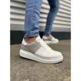 Aesco JY151 Boost Bağcıklı Cilt Süet Erkek Günlük Sneaker Ayakkabı Csbt - Beyaz/gri