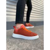 Aesco JY204 Flex Bağcıklı Keten Kumaş Erkek Günlük Sneaker Ayakkabı Kbt - Turuncu