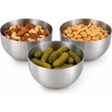 Aesco Kabakoz Yuvarlak Metal 3'lü Çerezlik, Küçük Çerez Kasesi, Saklama Kabı Takımı, Sosluk Sos Kasesi, Lokum Çikolata Fındık Fıstık Kuruyemiş Sunum Seti (Paslanmaz Çelik) - 0 - 19 L