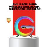 Aesco Kablosuz Şarjlı Atmosfer Lambası Bluetooth Hoparlör ve Akıllı Alarm Özellikli