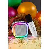Aesco Karaoke Mikrofonlu Beyaz Bluetooth Hoparlör, Taşınabilir Müzik ve Eğlence Sistemi