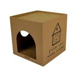 Aesco Karton Kedi Evi ve Tırmalama Kutusu, Çift Fonksiyonlu, 32X32X32 Cm, Kedi Tırmalama ve Dinlenme Alanı - 02-Gri