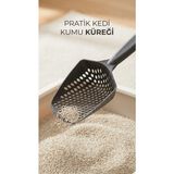 Aesco Kedi Kumu Eleme Küreği Paslanmaz Çelik Saplı ve Delikli Yapısıyla Temizlik Için Uygun