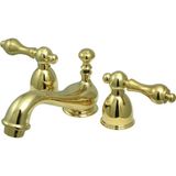 Aesco Kingston Brass KS3952AL Restoration Mini Widerspread Lavatory Musluk With Metal Kolu Handle, Parlatılmış Pirinç By Kingston Brass