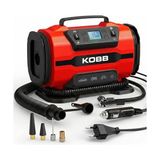 Aesco Kobb KB301 Dijital Lastik Şişirme Pompası, 12V/220V, 150 Psı, 35L/DK Hava Akışı, LED Ekran, Siyah, 1.6kg