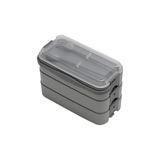 Aesco Koruca 3 Katlı Beslenme Kutusu Yemek Taşıma Kabı Kaşık - Çatallı Sefer Tası Beslenme Seti G-770 (Gri) - 0,5 x 7 cm