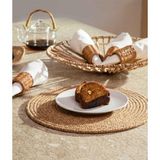 Aesco Koza Home Cesta Amerikan Servis El Yapımı Pamuklu Natural Jüt Örme Düz Yuvarlak Supla 37X37CM - 0,60 x 19 x 29 cm - 51R-Turuncu
