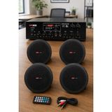 Aesco Lastvoice Black Small 5, Tavan Hoparlör ve Anfi Ses Sistemi Paketi (1 Anfi + 4 Hoparlör) - Adaçayı Yeşili