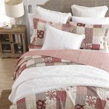 Aesco Laura Ashley - Kraliçe Yorgan Seti, Ters Çevrilebilir Pamuklu Yatak Örtüleri, Kırk Yama Işi Esinlenen Ev Dekoru (Celina Patchwork Kırmızı, Kraliçe) - 001-Renkli