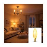 Aesco LED Mum Ampul 4.9W (40W Eşdeğer) E14 Duy 470 Lümen – Dekoratif LED Ampul – Dim Edilemez – Enerji Tasarruflu – Avize ve Aplik Uyumlu – 4’lü Paket (Sarı 2700K) - Altın