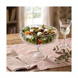 Aesco Linea Şeffaf Cam Ayaklı Sunum Çanağı - Dekoratif Küçük Salata Kasesi ve Çerezlik (20X15,5 Cm) - 0,5 x 7 cm